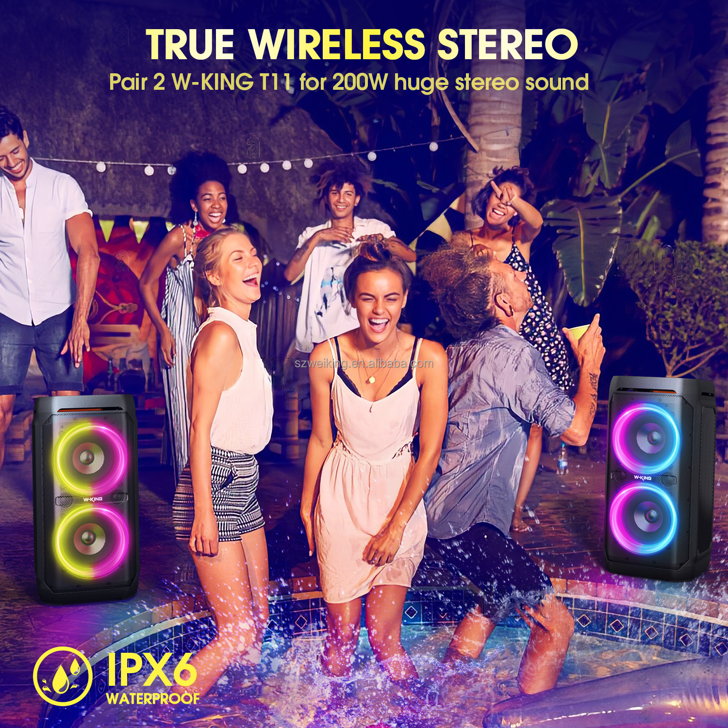 Wholesale portable waterproof wireless party boombox RGB light Bluetooth party speaker