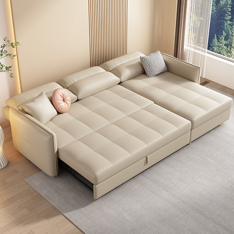 Modern Tufted L Shape Sectional Sofa With Pull Out Bed Transformer Sofa Bed