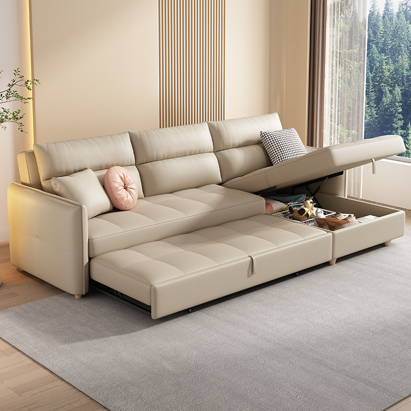 Modern Tufted L Shape Sectional Sofa With Pull Out Bed Transformer Sofa Bed