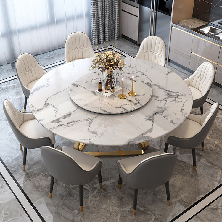 Table a Manger Marmor Esstisch Juegos De Mesa Comedor Mesas de Jantar Dining Room Table Sets Round Marble Rotating Dining Table