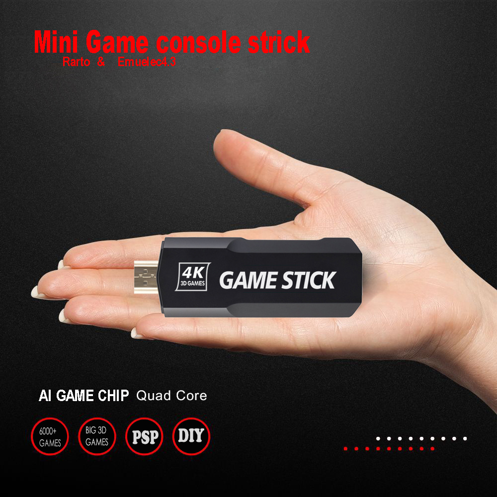 New design Game Stick 4K HD TV Video Game Dongle Double 2.4G Wireless Gamepad Controller 3D mini  computer stick