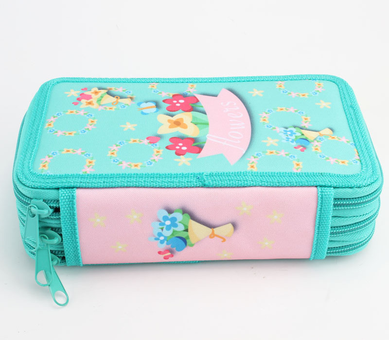 Lovely Flower Design Large Capacity Stationery Pencil Case for Girls