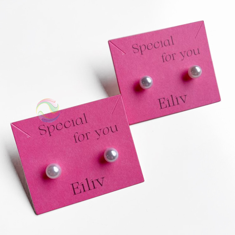 Cheap Custom Personalized Pink Paper Necklace Earring Jewelry Card With Logo