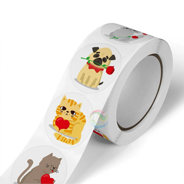 Cheap Accept Custom Logo Small Cute Animal Sticker Roll for Kids Label Stickers for Packing