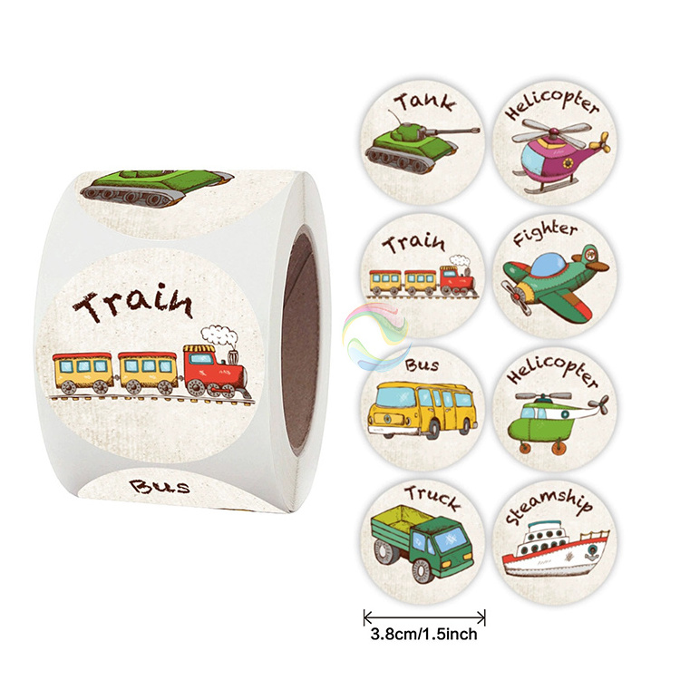 Factory Custom Vehicle Round Paper Sticker Roll for Kids for School