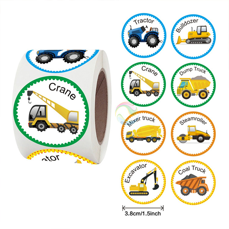 Factory Custom Vehicle Round Paper Sticker Roll for Kids for School