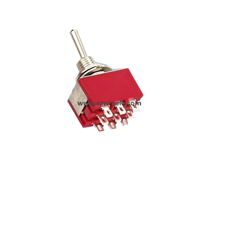 3PDT 9 pin solder lug on off latching toggle switch