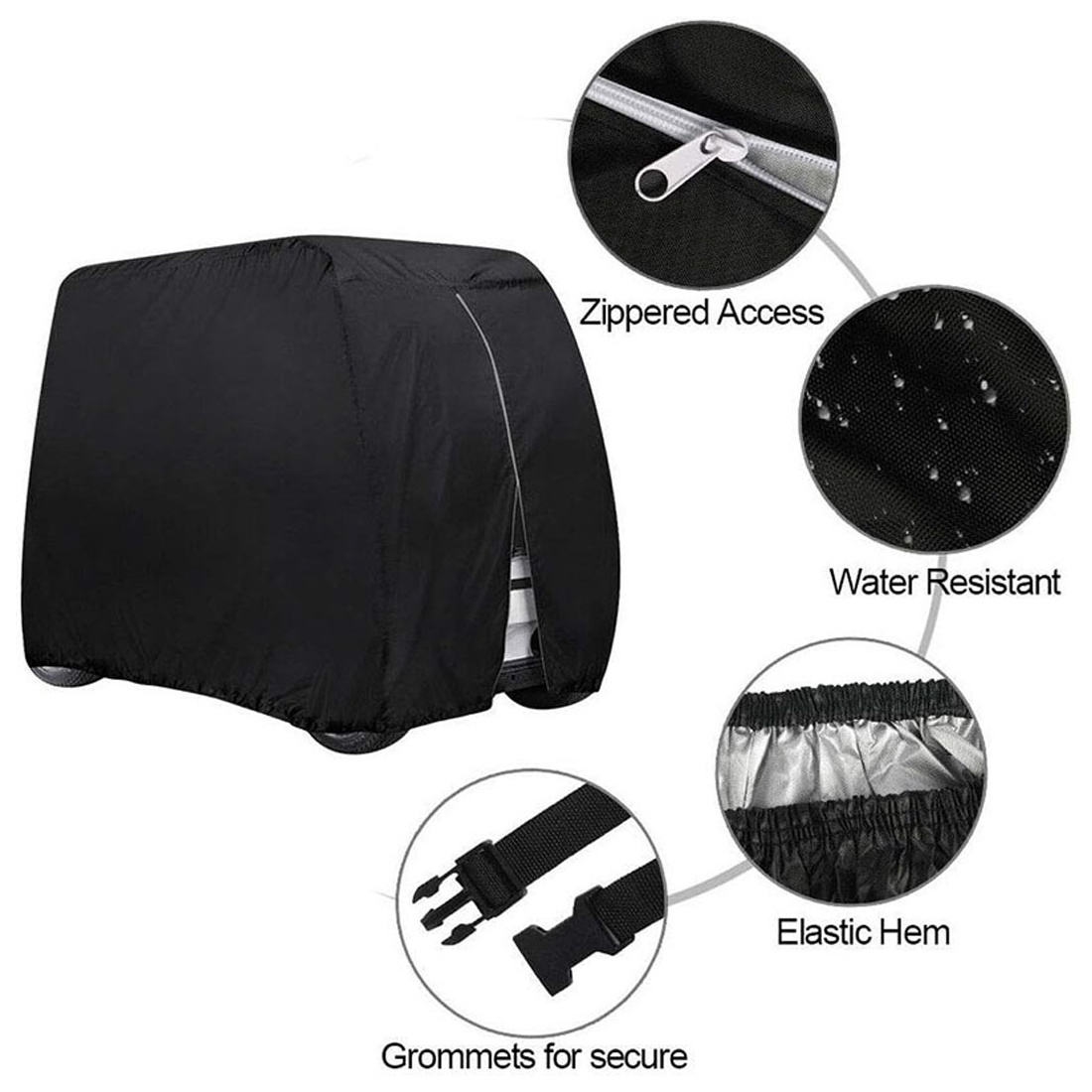 Muchkey Double Stitching High Bomb Loose Band Golf Cart Bag Rain Cover Uv Protection Waterproof Universal Fits Golf Cart Covers