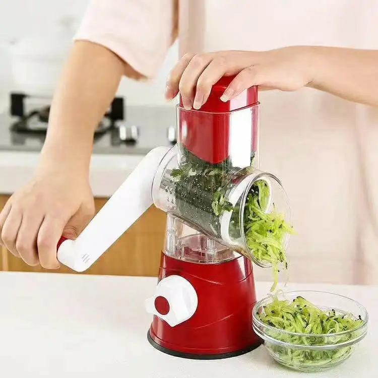 Multi Purpose Kitchen Manual Food Vegetable Grater Slicer Potato Cheese Grater With Handle Rotary Tabletop Drum Grater