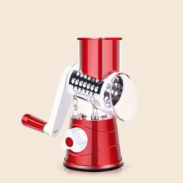 Hot Kitchen Grater Vegetable Slicer with 3 Drum Blades Rotary Cheese Grater with Handle Round Mandoline Slicer Nuts Grinder