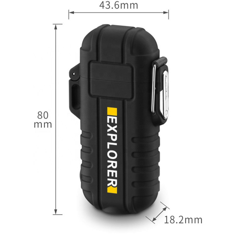 Waterproof Plasma Lighter with Flashlight Custom Windproof Arc Lighter Outdoor Usb Lighter Survival Whistle and Lanyard