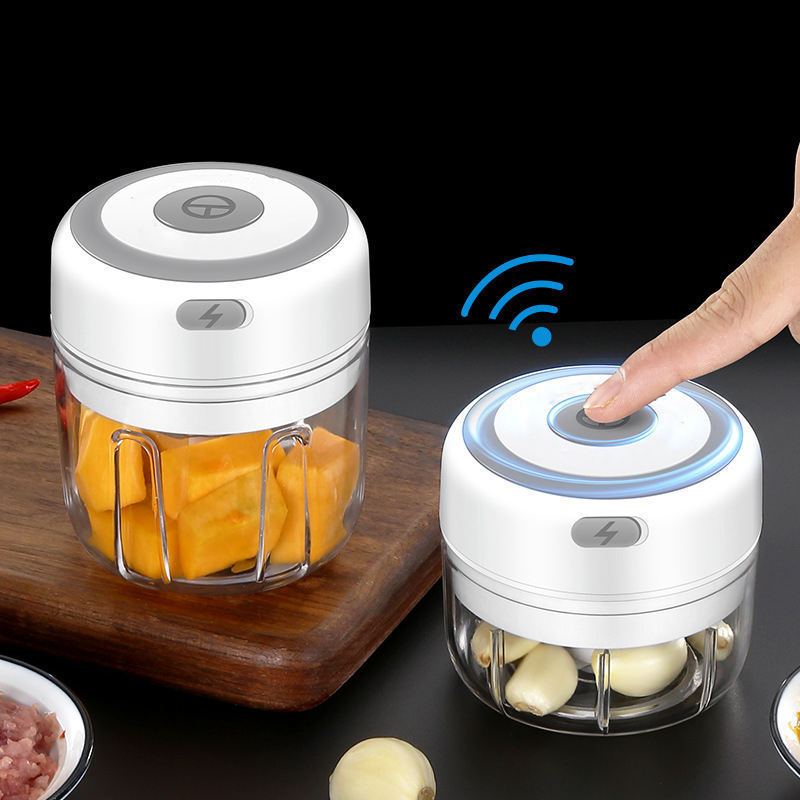 Electric Mini Garlic Chopper Portable Food Processor Onion Mincer Cordless Meat Grinder with USB Charging for Vegetable