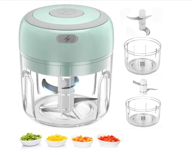 Electric Mini Garlic Chopper Portable Food Processor Onion Mincer Cordless Meat Grinder with USB Charging for Vegetable