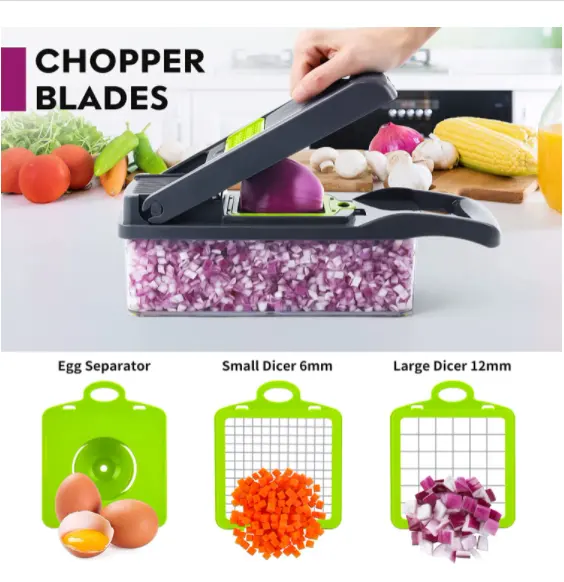 Top Kitchen Multi 12 In 1 Manual Fruit Vegetable Cutter Potatoes Peeler Onion Dicer Veggie Slicer Vegetable Chopper