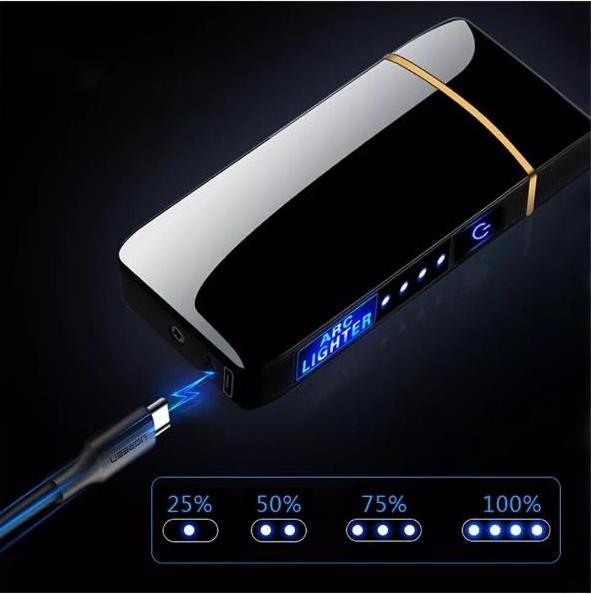 Rechargeable LED Battery Indication Plasma Lighters Zinc Rechargeable USB Light Candles Incense Outdoor Camping Lighters