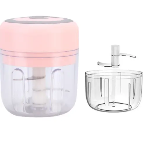 Electric Mini Garlic Chopper Portable Food Processor Onion Mincer Cordless Meat Grinder with USB Charging for Vegetable