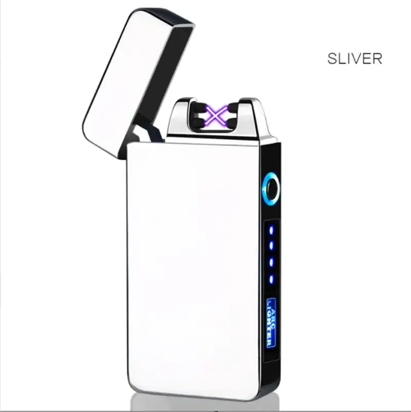 USB Rechargeable LED Power Display Windproof Arc Lighter Candles Incense Outdoor Camping Electric Lighter