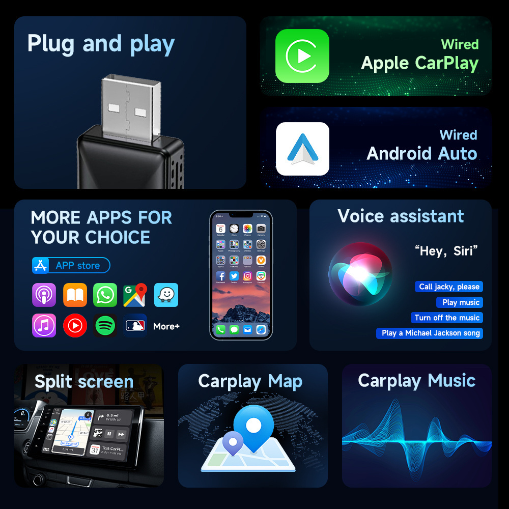 Wireless CarPlay Adapter Wired to Wireless Adapter AI Box for OEM carplay adapter Wired CarPlay Cars