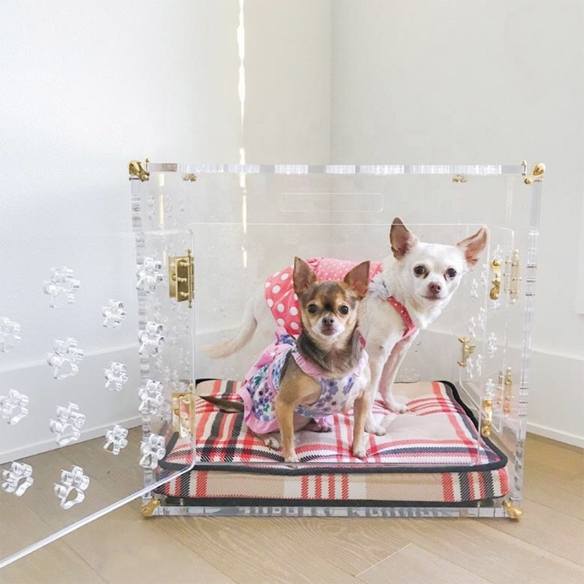 custom transparent pmma cat / dog bed pretty lucite pet cage luxury acrylic pet crates transparent acrylic dog house