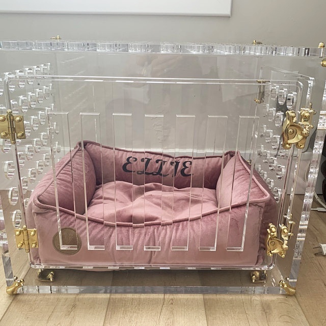 custom transparent pmma cat / dog bed pretty lucite pet cage luxury acrylic pet crates transparent acrylic dog house