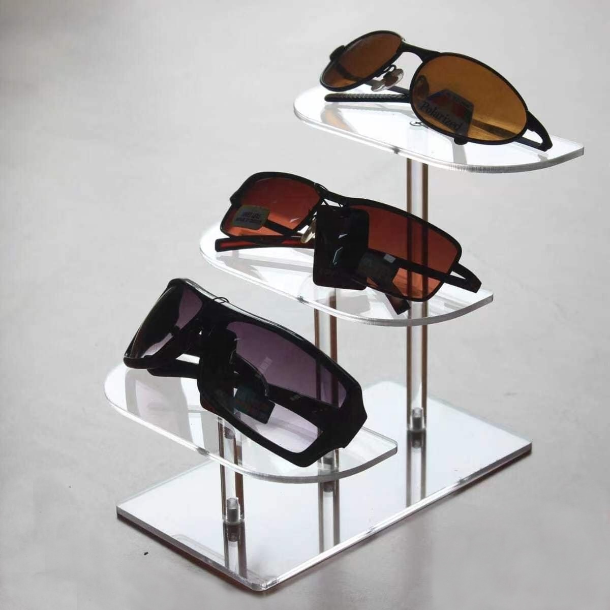 Wholesale Countertop Acrylic Eyeglasses Holder Sunglass Stand Display Shelf 4 Risers Frames Display Racks Stand for Sunglasses