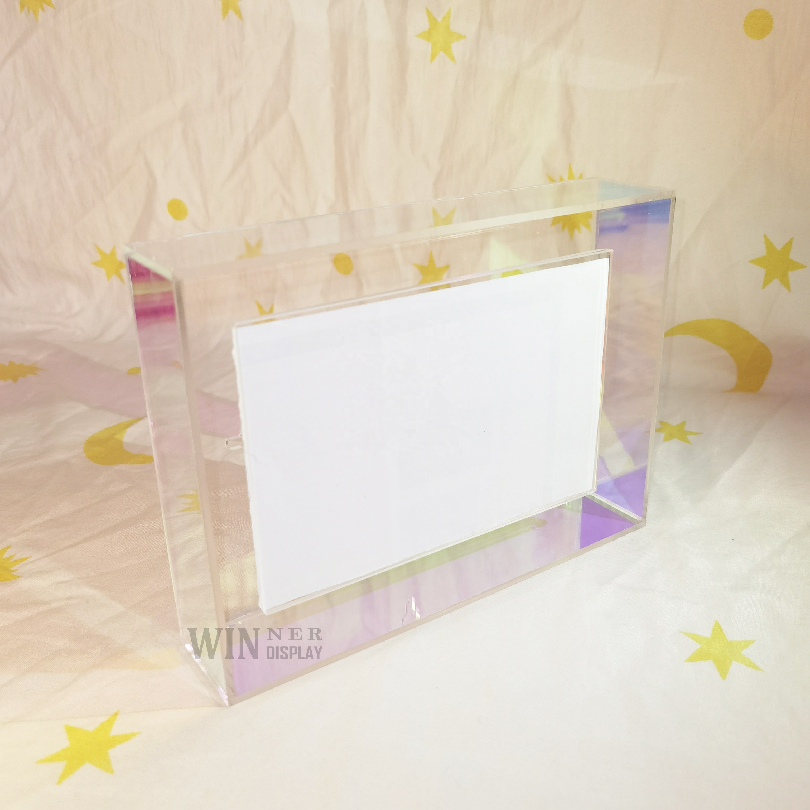 wholesale wall hanging desktop iridescent plastic sign holder acrylic antiqued photo frames family photo frame