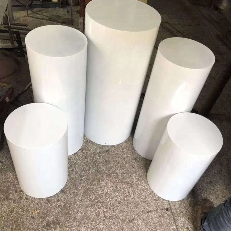 custom MDF wooden display furniture white party round plinths wedding stand acrylic cylinder