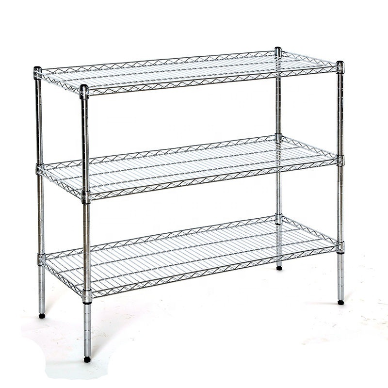 Medium Duty Shelf Rack Home Kitchen Household Adjustable Utility Shelves Storage Racks Chrome Wire Shelving Rack