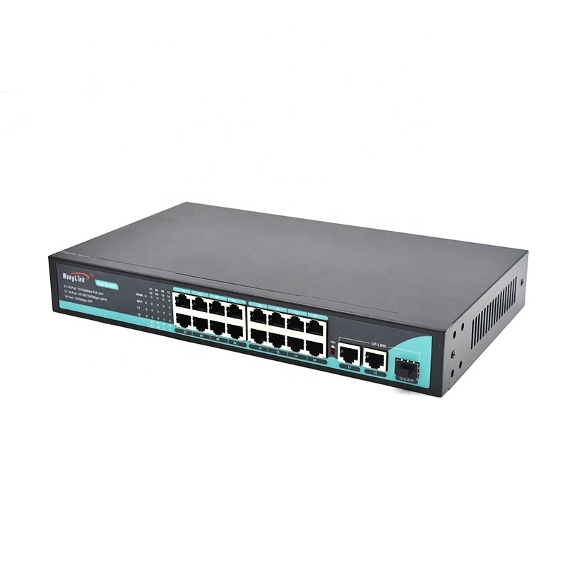 Wanglink OEM/ODM PoE switch 16 port Network 48V 16 port POE Switch for Hikviision Dahua IP Cameras