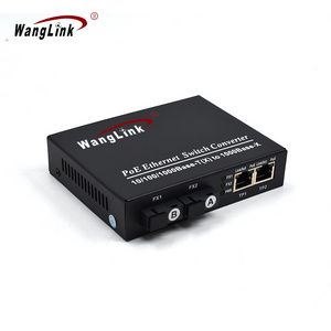 Wanglink Gigabit 2 Port PoE Switch with 2 SC SFP Slot Fiber Media Converter For IP Camera CCTV