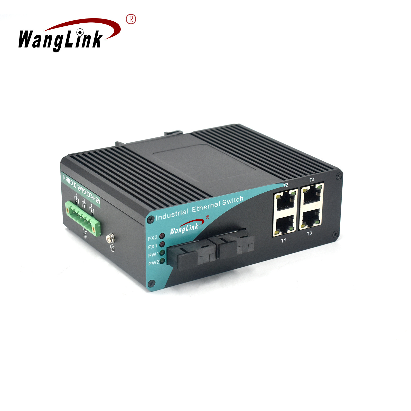 Wanglink 10/100/1000Mbps Industrial  Ethernet Switch 2 SC Fiber 4 RJ45 Port  Support Manageable Cascade Connected