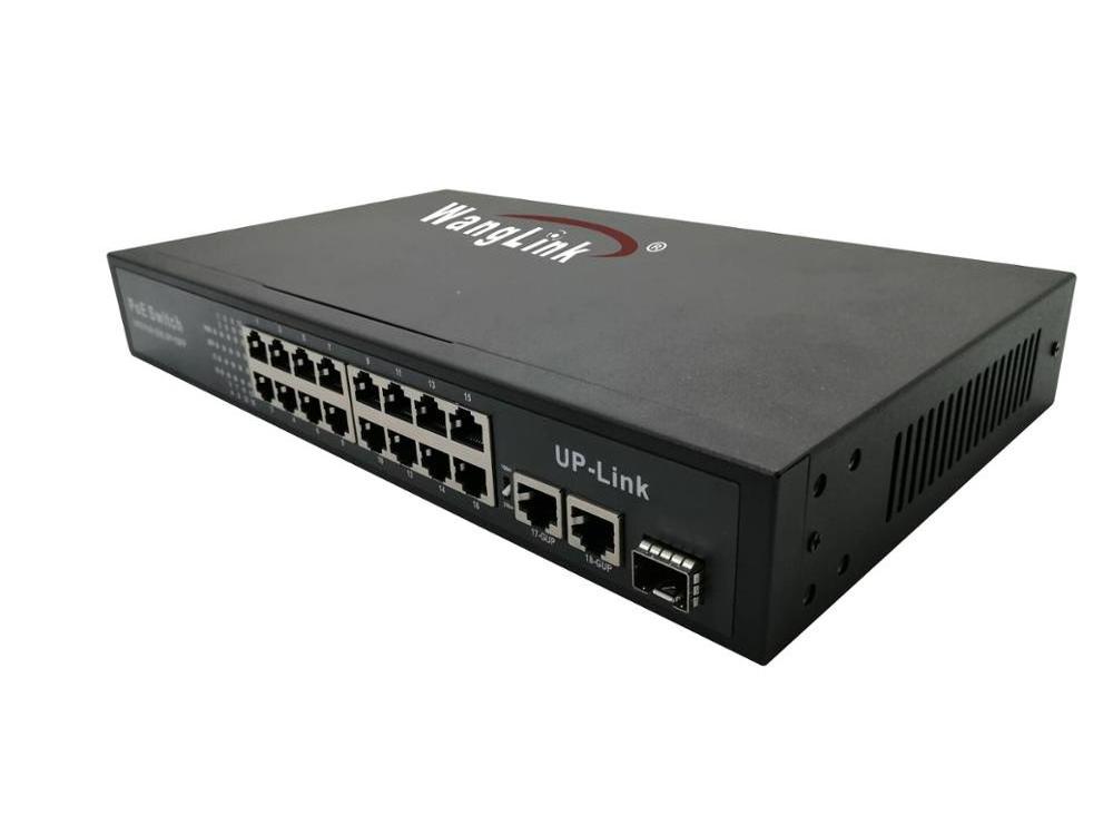 Full Gigabit 16 Ports Poe Switch 16GE POE + 2GE Uplink + 1 SFP Port 48V POE Switch for Hikvision IP Camera