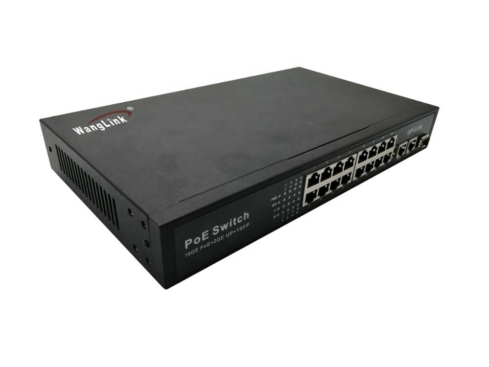 Wanglink OEM/ODM 4 8 16 24 Port CCTV 10/100/1000M PoE Switch for Hikvision IP Camera IEEE802.3af/at