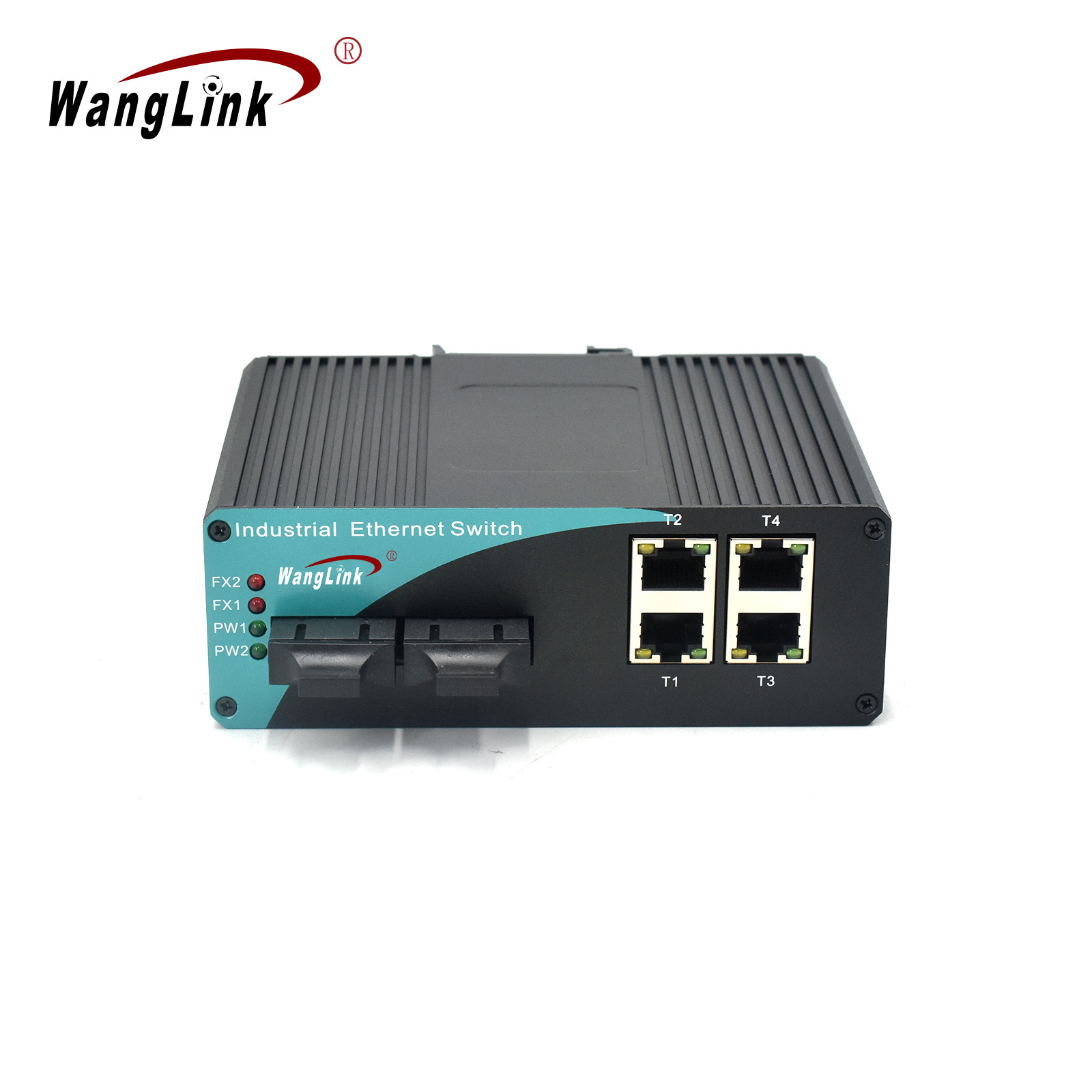 Wanglink 10/100/1000Mbps Industrial  Ethernet Switch 2 SC Fiber 4 RJ45 Port  Support Manageable Cascade Connected