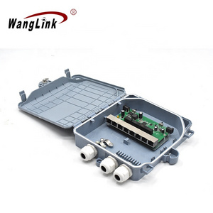 Wanglink FTTH Outdoor POE in&POE Out 15V-48V 10/100Mbps Reverse POE Switch 8 Port RPOE with IP68 Waterproof Case