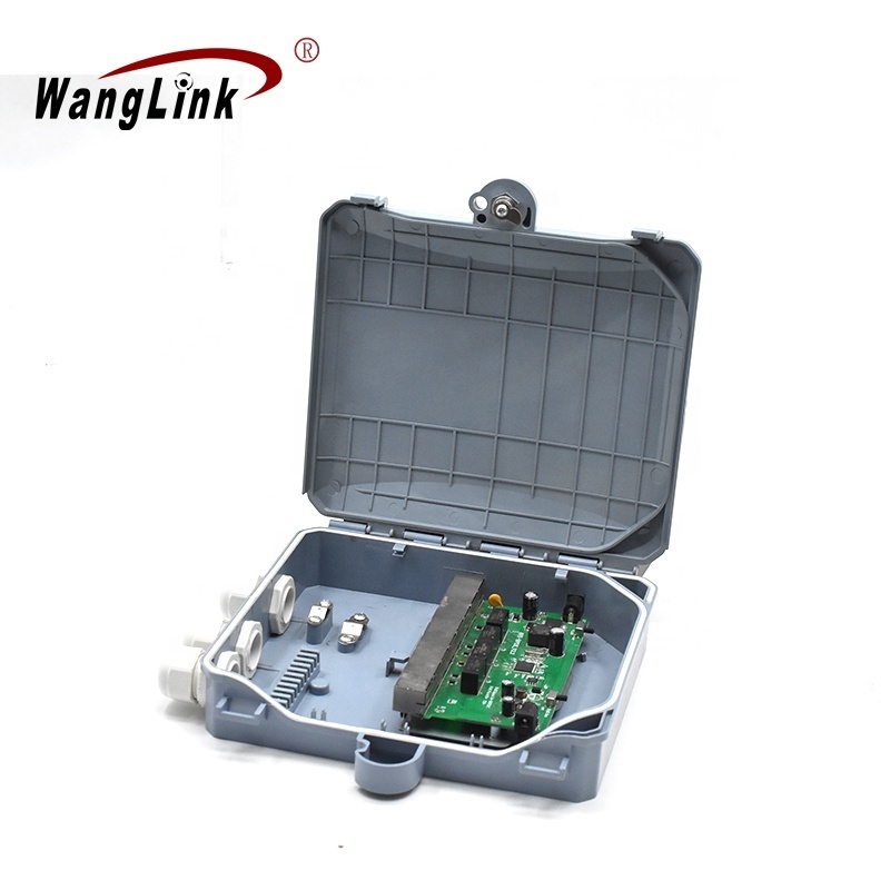 Wanglink FTTH Outdoor POE in&POE Out 15V-48V 10/100Mbps Reverse POE Switch 8 Port RPOE with IP68 Waterproof Case