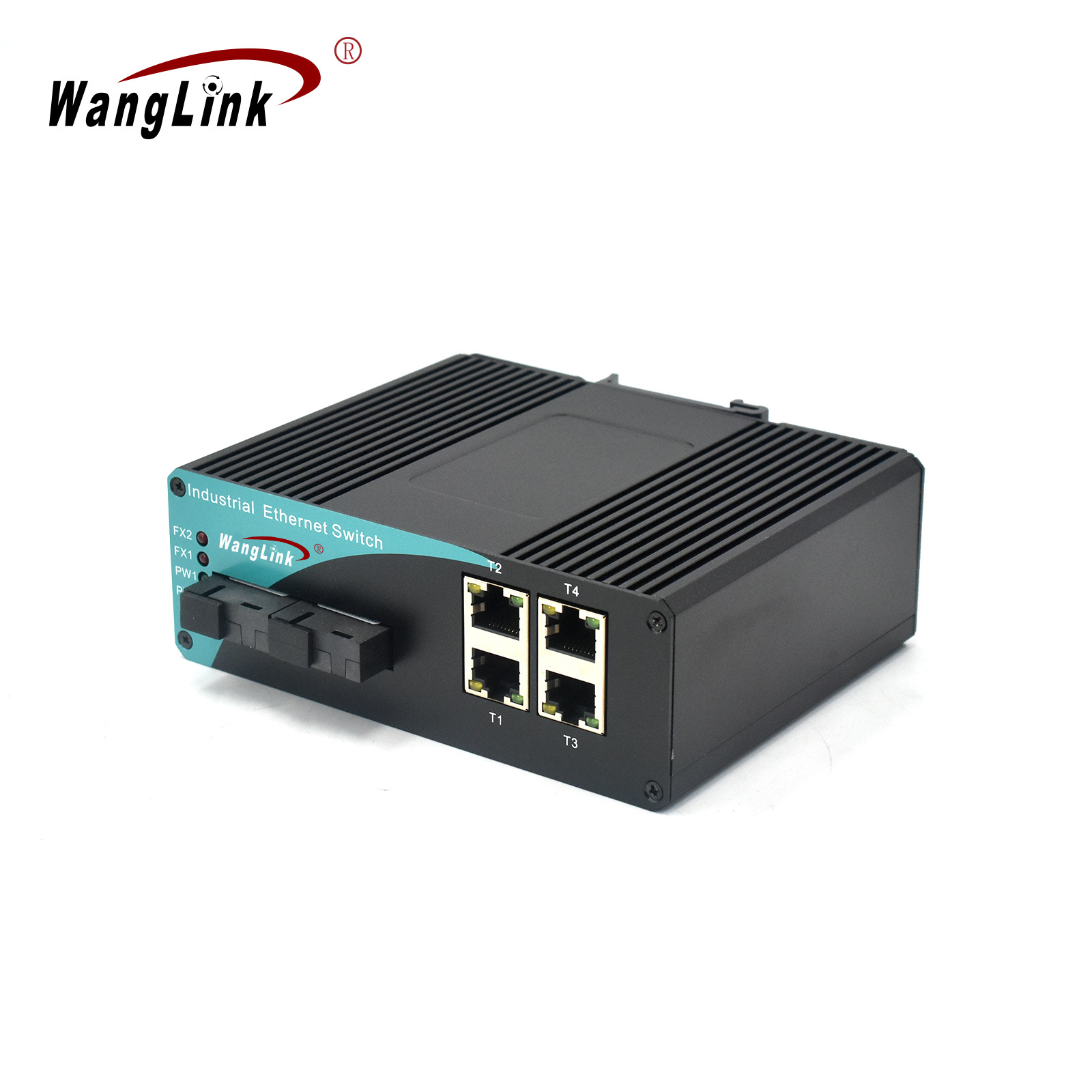 Wanglink 10/100/1000Mbps Industrial  Ethernet Switch 2 SC Fiber 4 RJ45 Port  Support Manageable Cascade Connected