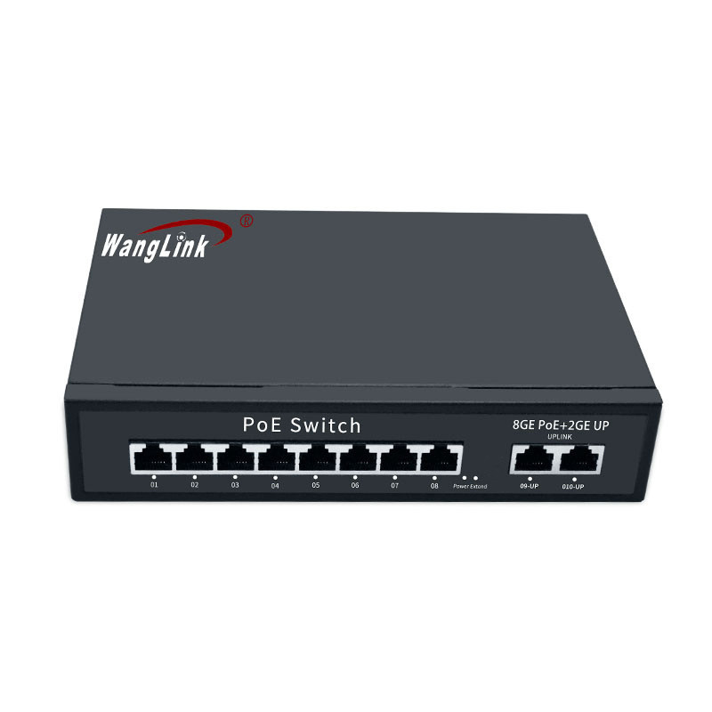 Wanglink Durable 8 Port Gigabit unmanaged 48V ethernet 2 GE uplink switch poe IEEE802.3af/at suitable CCTV,NVR POE Switch