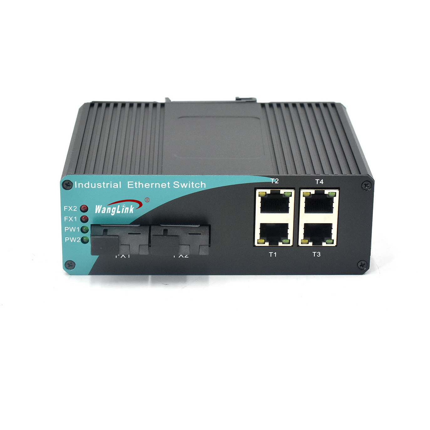 Wanglink 10/100/1000Mbps Industrial  Ethernet Switch 2 SC Fiber 4 RJ45 Port  Support Manageable Cascade Connected