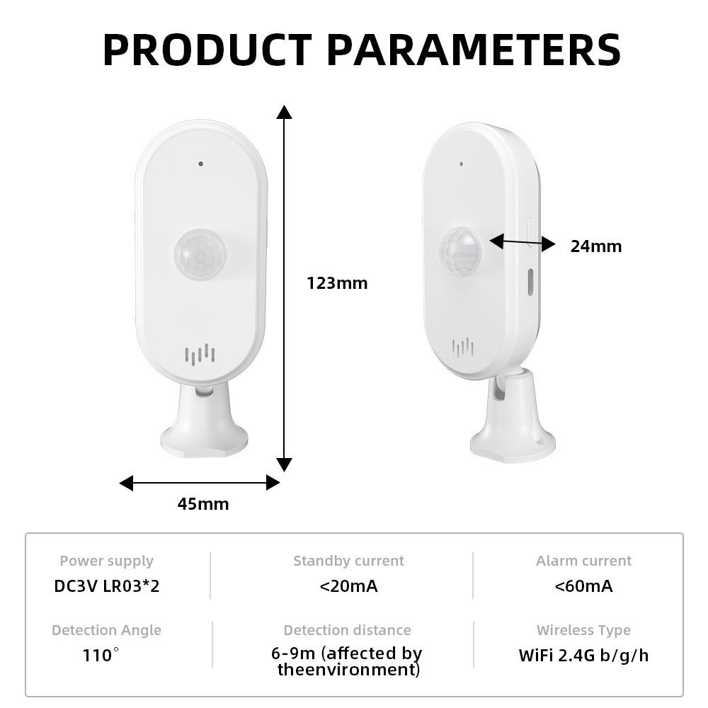 Wireless PIR Motion Sensor Detector Alarm APP Control Ceiling Mount Indoor Use WIFI Human Sensor Wide Angle LED Indicator