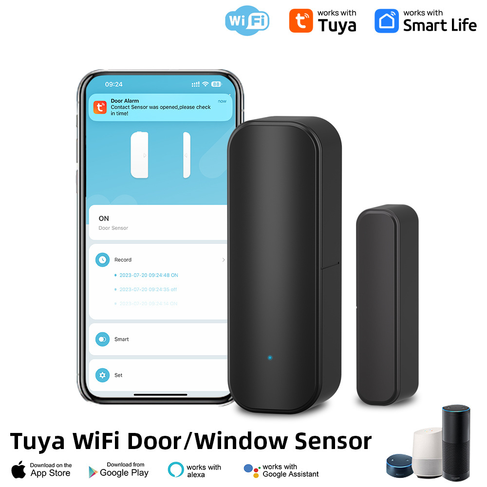 Wholesale Price Tuya APP Remote Control Wireless WIFI Smart Door Alarm Window Magnet Sensor for Home Safety