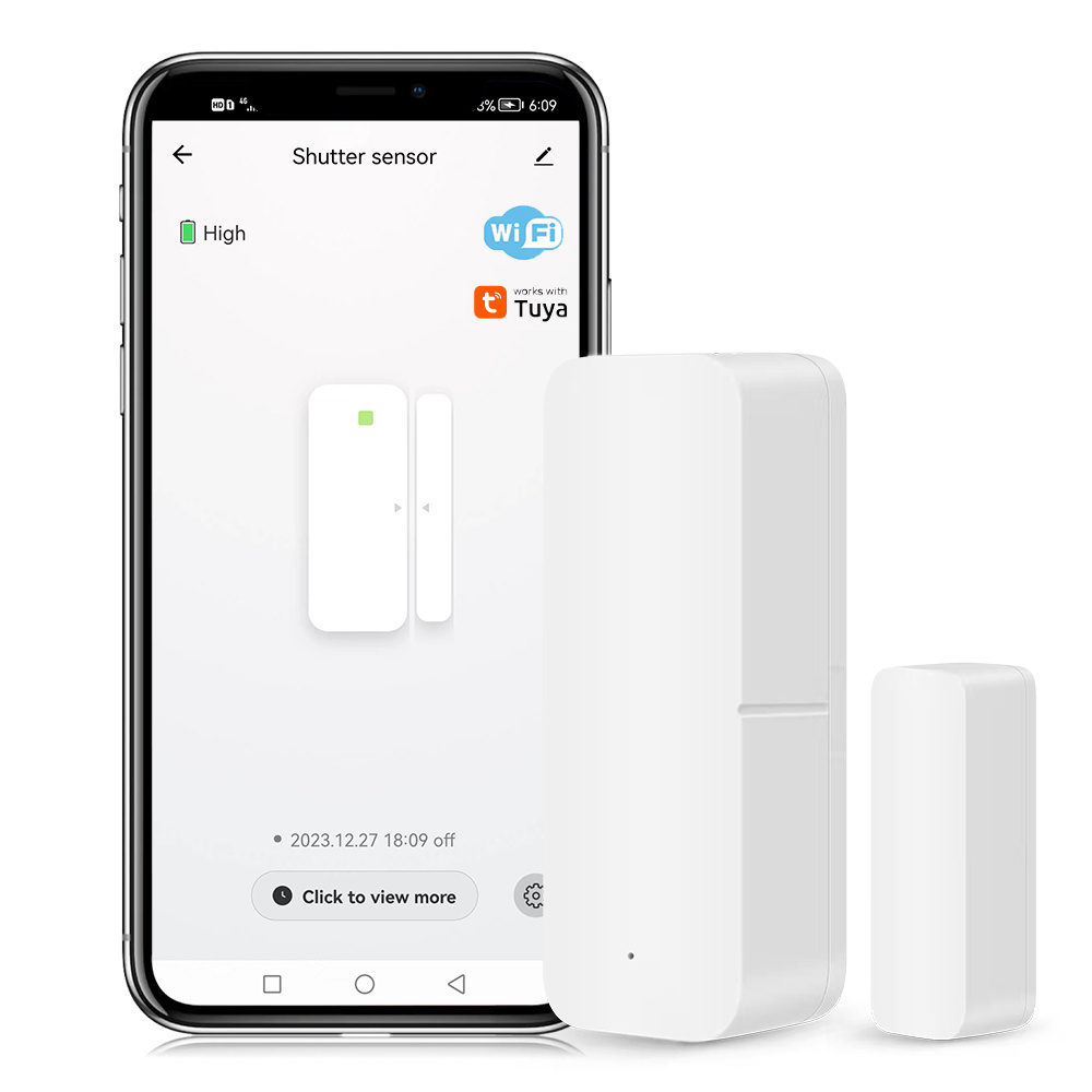 Simple 2.4G WI-FI window door Magnetic  sensor work with  Smart life APP and support Alexa google home