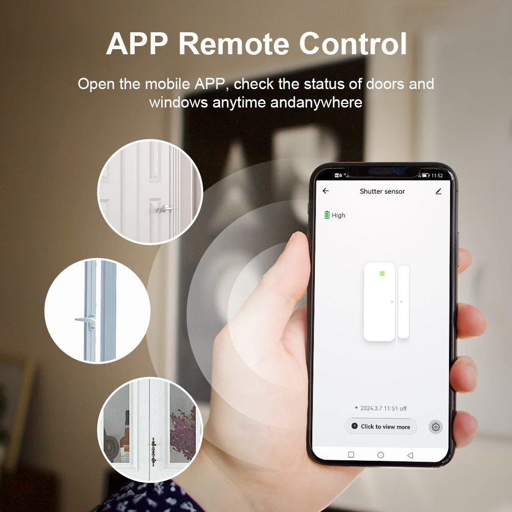 Simple 2.4G WI-FI window door Magnetic  sensor work with  Smart life APP and support Alexa google home