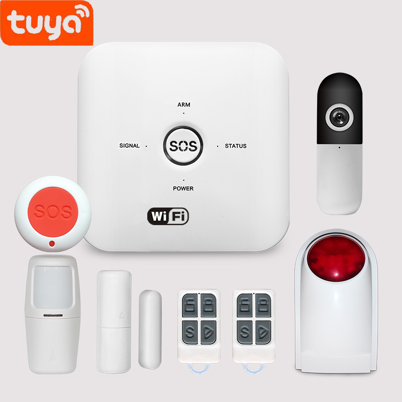 DIY Wireless connection home automation 433 mhz system gateway GSM smart Tuya alarm kit fire alarm