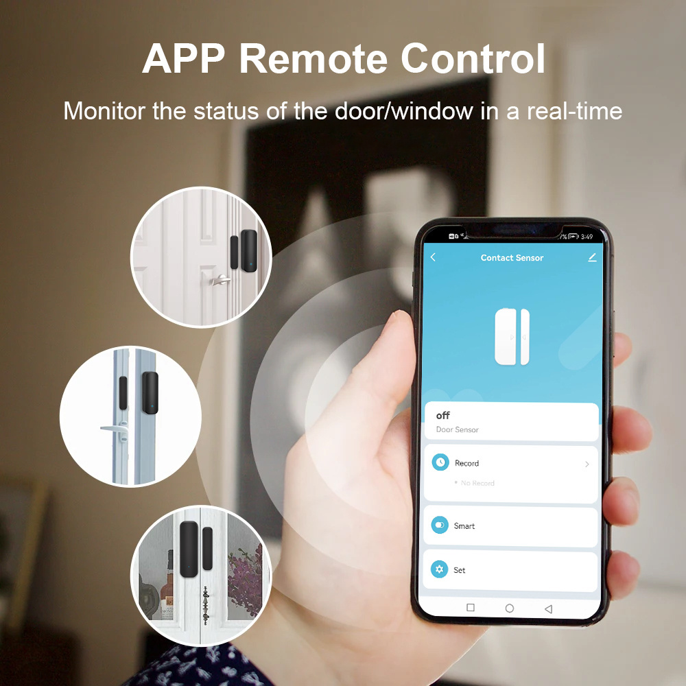 Wholesale Price Tuya APP Remote Control Wireless WIFI Smart Door Alarm Window Magnet Sensor for Home Safety