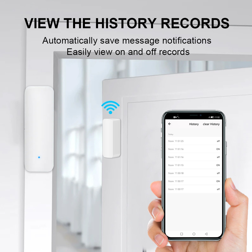 Simple 2.4G WI-FI window door Magnetic  sensor work with  Smart life APP and support Alexa google home
