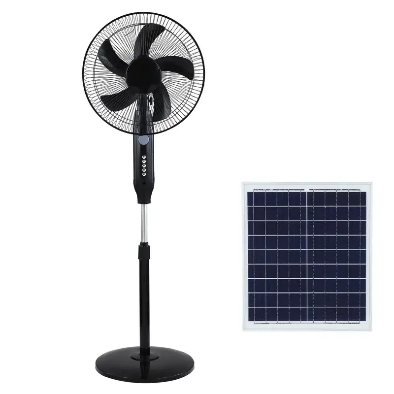 Solar Charging fan 16/18 inch ac/dc stand fan 12V rechargeable remote control and led light solar fan