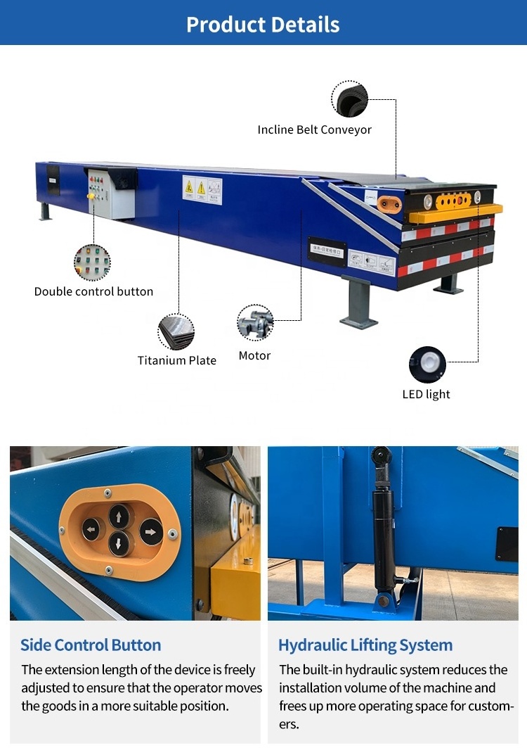 Factory Manufacturer Automated Mobile System Telescoping For Truck Loading/Unloading Telescopic Conveyor Belt