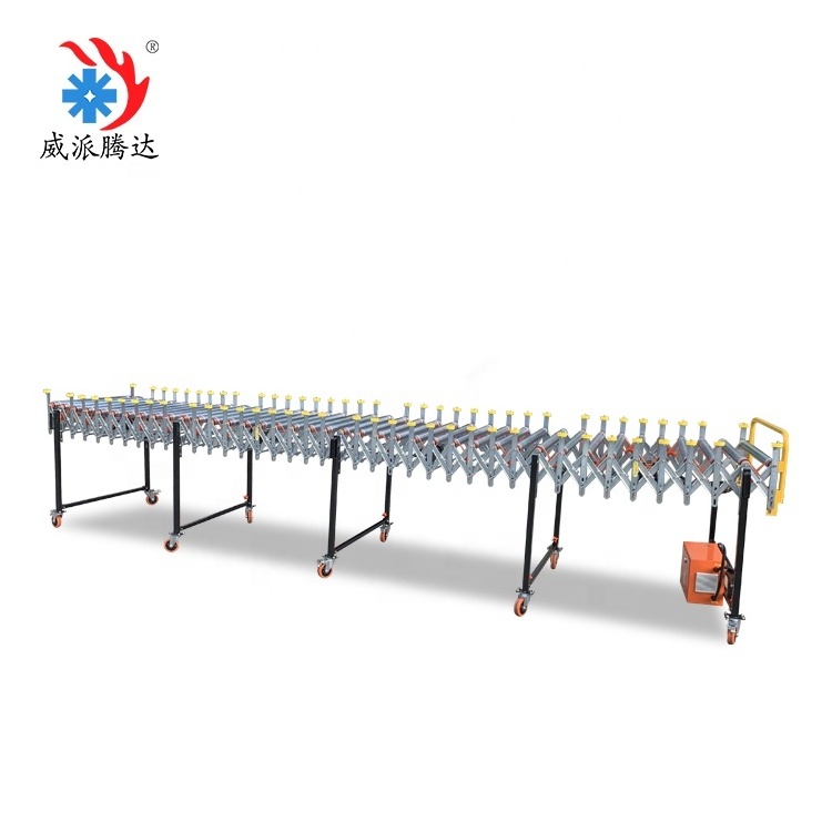 Flexible Power And Free Retractable Mobile Flexible Telescopic Length Roller Conveyor Stainless Steel Roller Machine