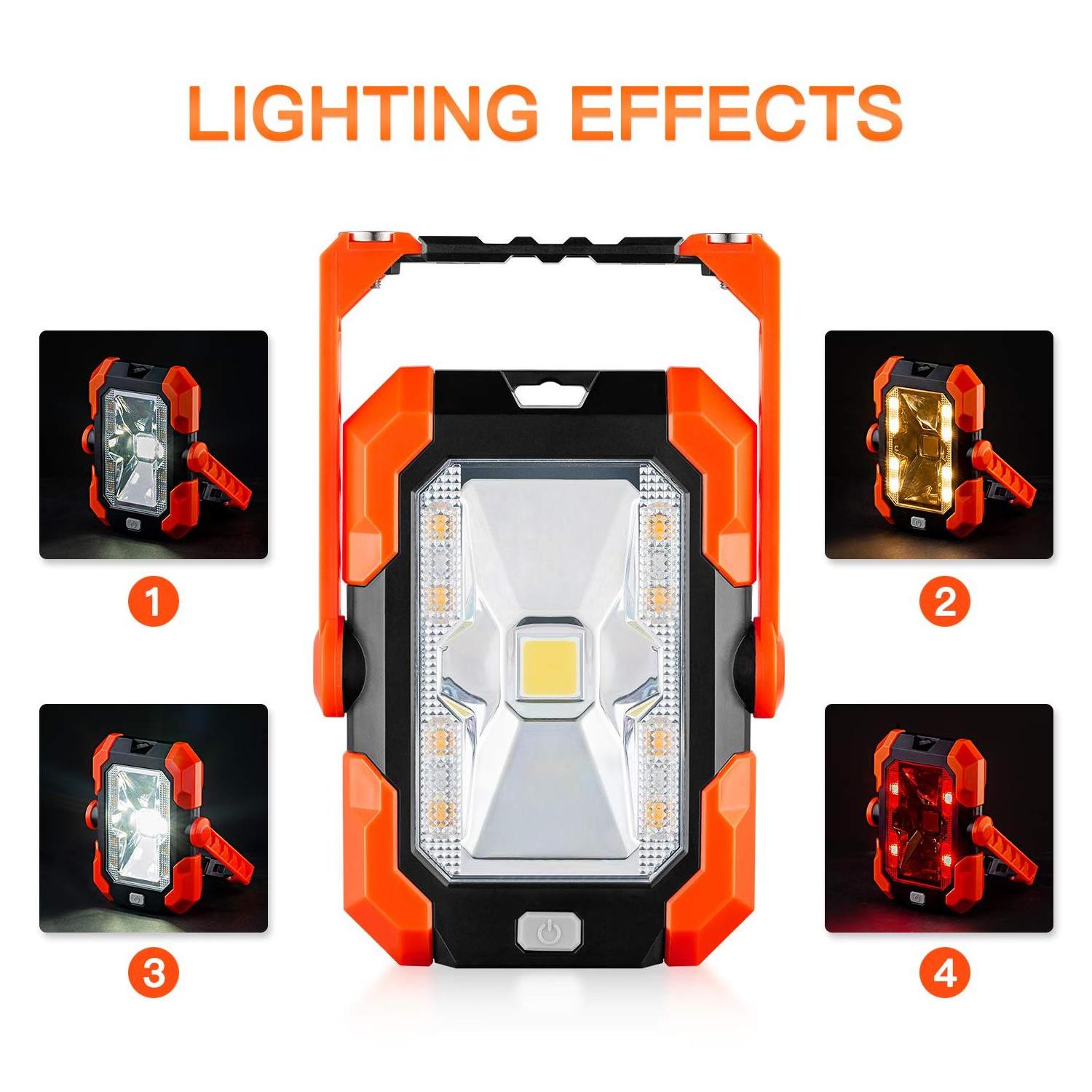 Solar USB rechargeable work light portable led camping emergency light